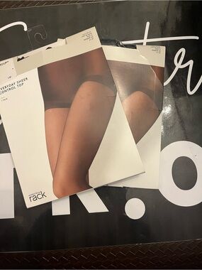 2 Nordstrom Sheer Control Top Hosiery New (Open Pack) Off Black Size A
